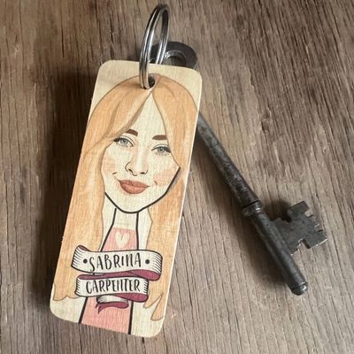Sabrina Carpenter Wooden Character Keyring