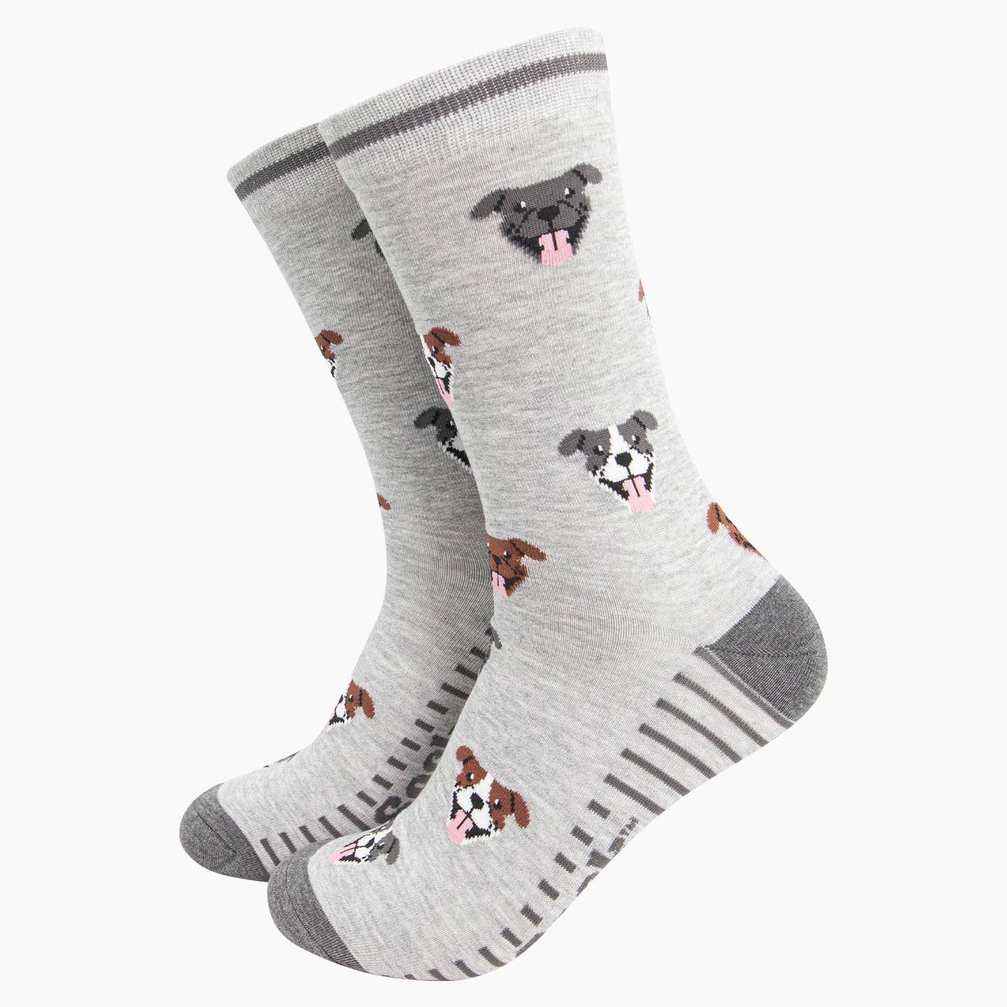 Men&#39;s Dogs Bamboo Socks - Grey ( Size 7-11)
