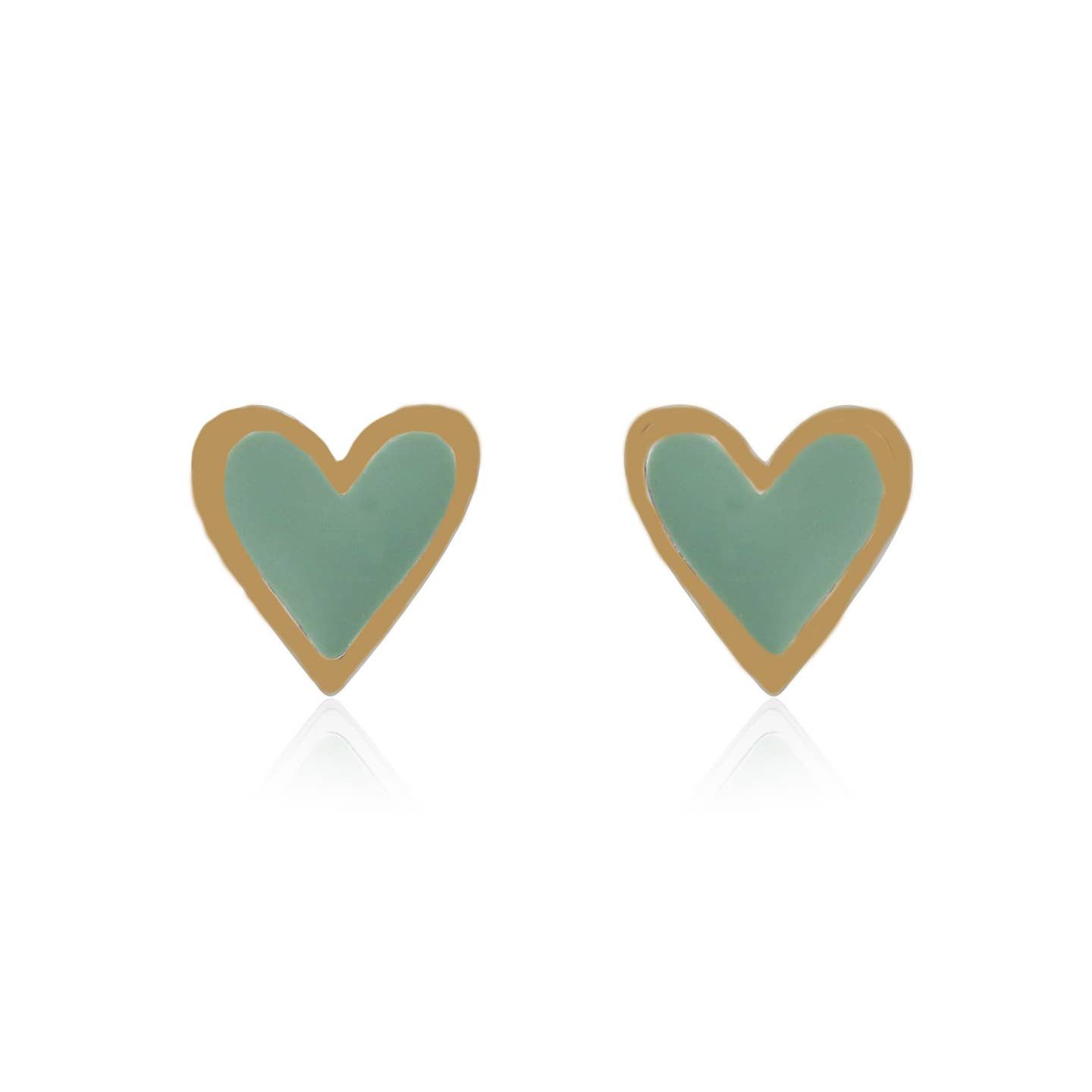 Mint Enamel Gold Heart Studs