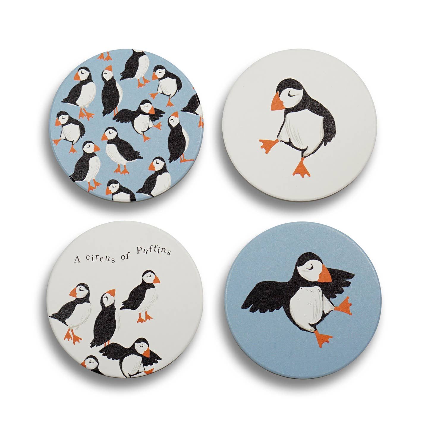 RSPB Set Of 4 Ceramic Coasters - Circus Of Puffins