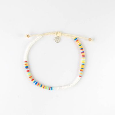 Beaded White &amp; Multi Colour Anklet