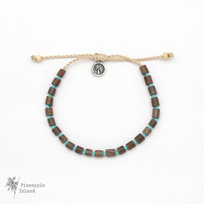 Wood Beaded Bracelet Turquoise