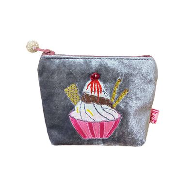 Lua Ice Cream Mini Purse - Grey Velvet