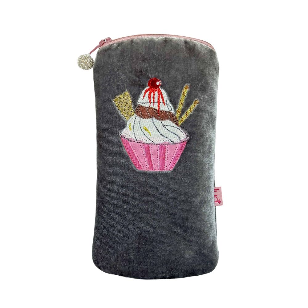 Lua Ice Cream Glasses Purse - Grey Velvet