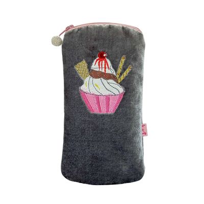Lua Ice Cream Glasses Purse - Grey Velvet