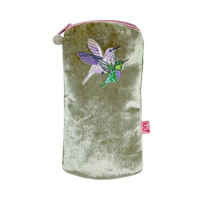 Lua Hummingbirds Glasses Purse - Fennel Green Velvet