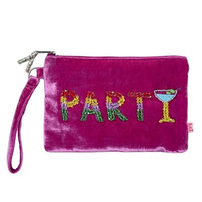 Lua Party Wrist Purse - Pink Velvet