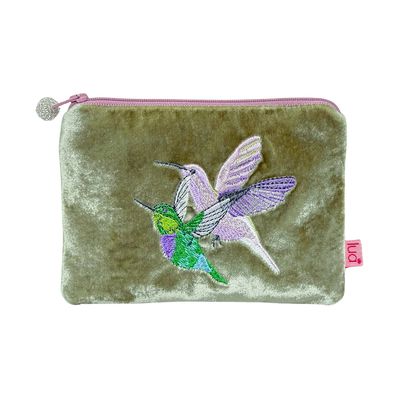 Lua Hummingbirds Purse - Fennel Green Velvet