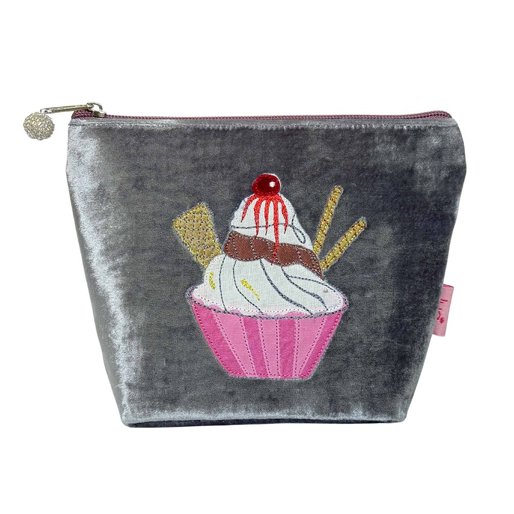 Lua Ice Cream Cosmetic Bag - Grey Velvet