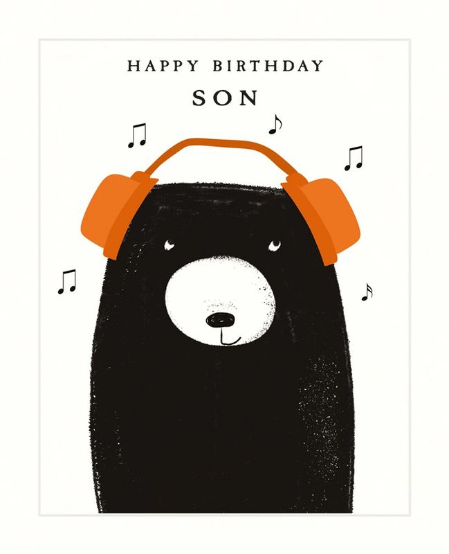 Bear Son Headphones Birthday Card