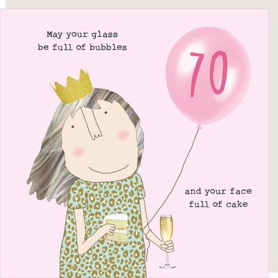 Girl 70 Bubbles &amp; Cake Card