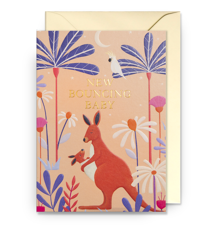 Bouncing New Baby Kangaroo Card