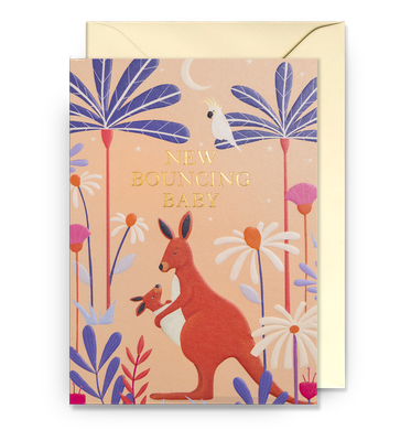 Bouncing New Baby Kangaroo Card