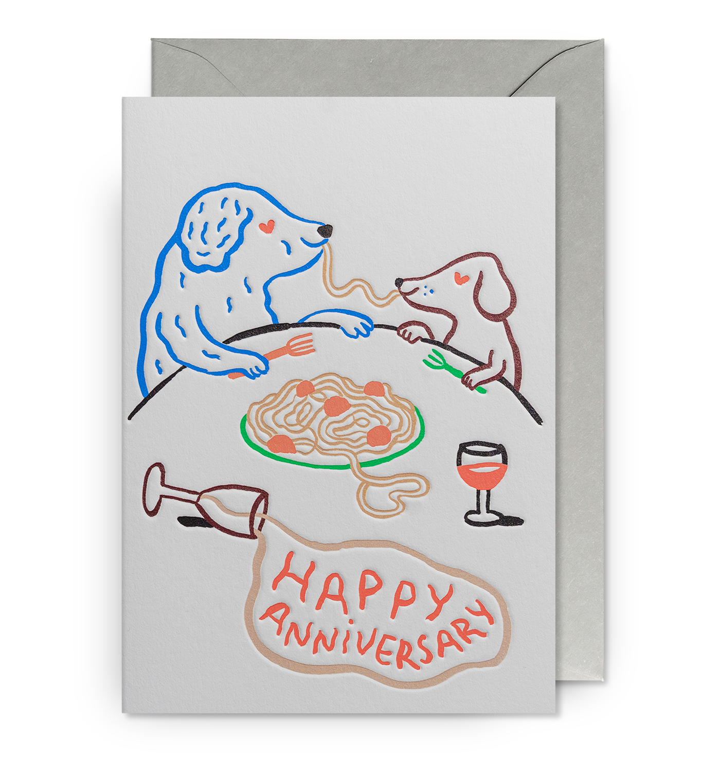 Dog Spaghetti Anniversary Card