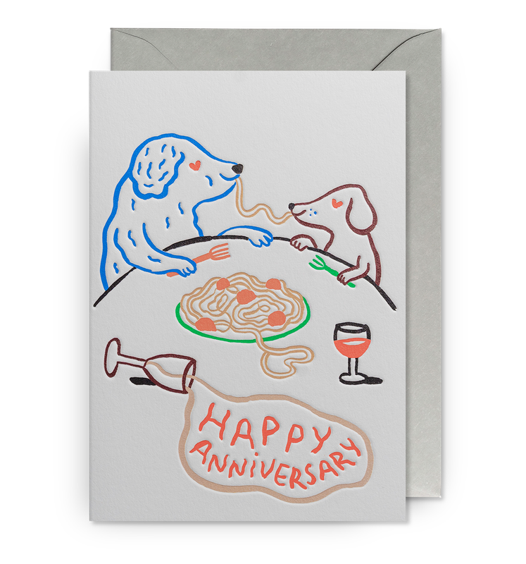 Dog Spaghetti Anniversary Card