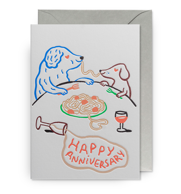 Dog Spaghetti Anniversary Card