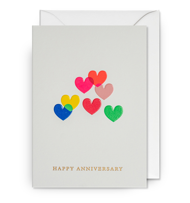 Colourful Hearts Anniversary Card