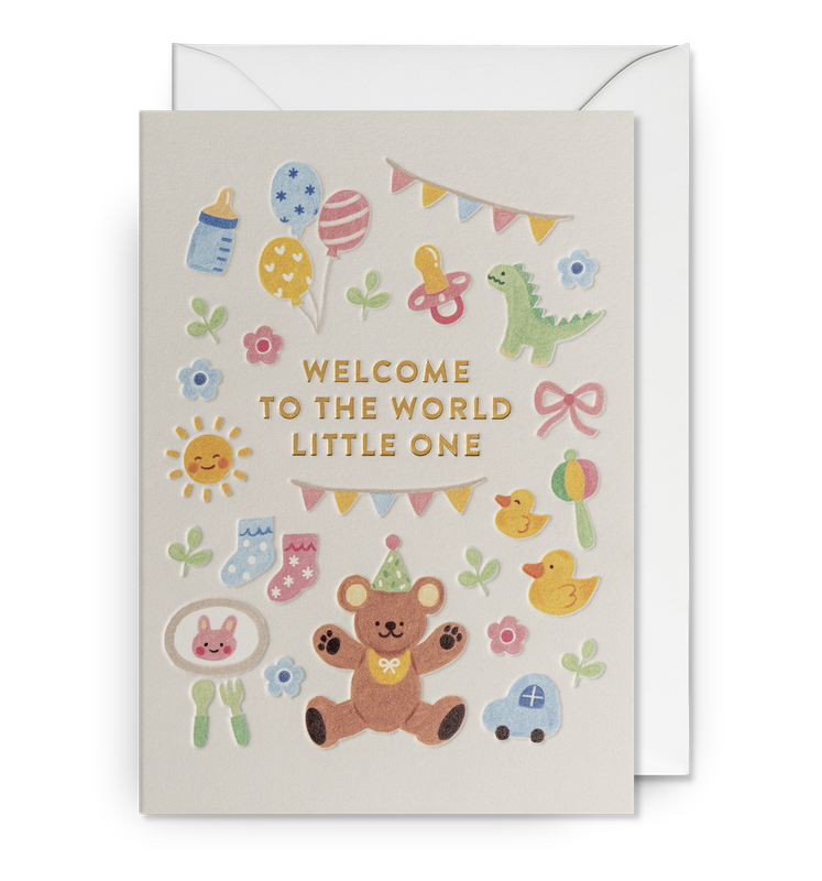 Welcome To The World Teddy Baby Card