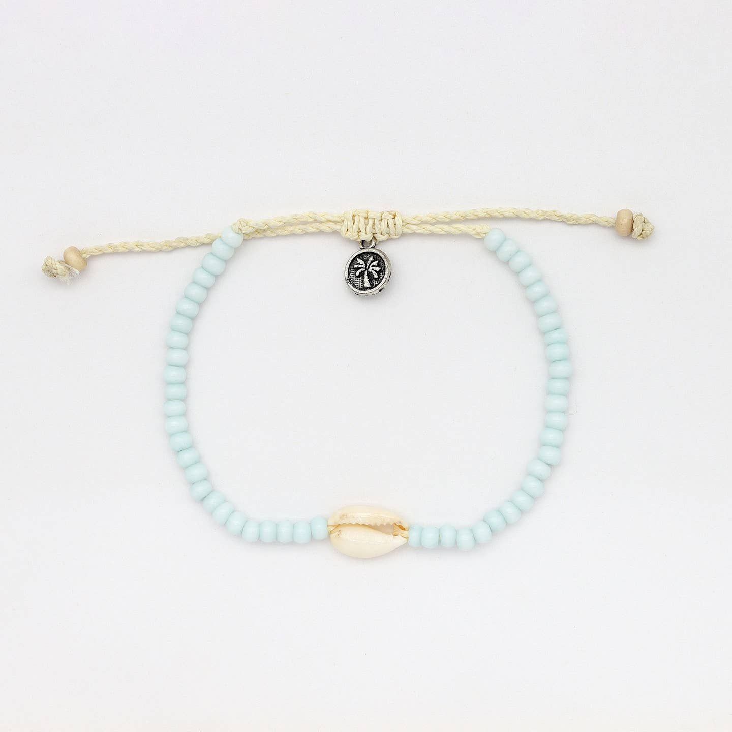 Shell &amp; Bead Anklet - Soft Blue