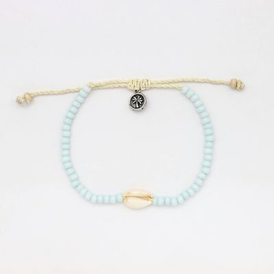 Shell &amp; Bead Anklet - Soft Blue