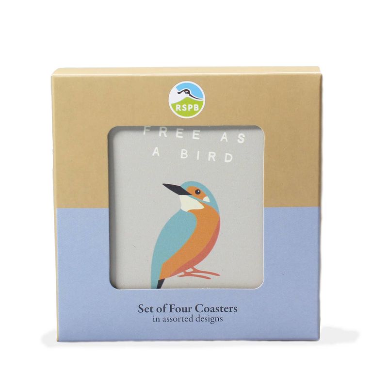 RSPB Set Of 4 Ceramic Coasters - Birds &amp; Sayings