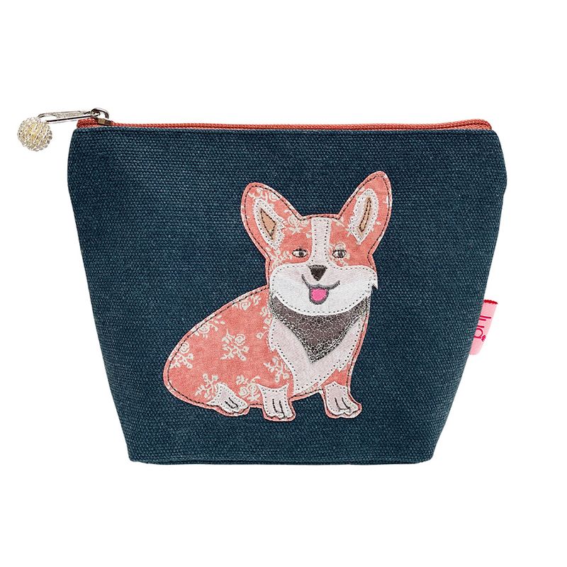 Lua Corgi Cosmetic Purse - Denim