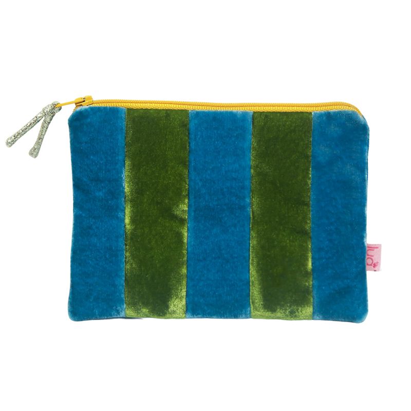 Lua Stripe Patch Purse - Blue &amp; Green Velvet