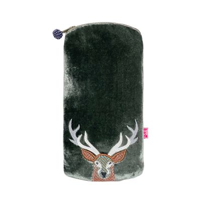 Lua Stag Glasses Case - Dark Green Velvet