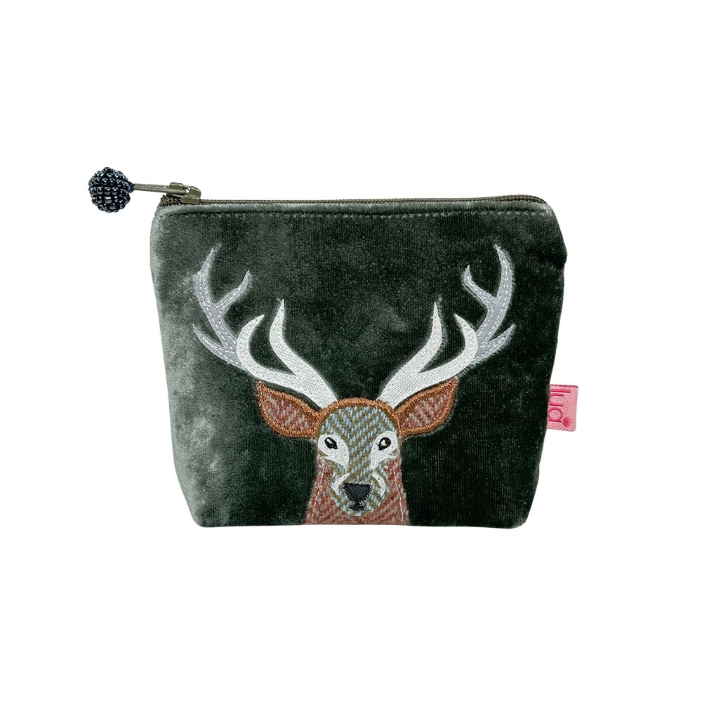 Lua Stag Mini Purse - Dark Green Velvet