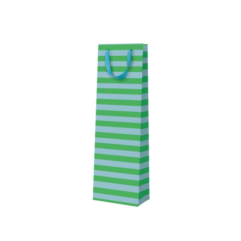 Green &amp; Blue Stripe Bottle Bag