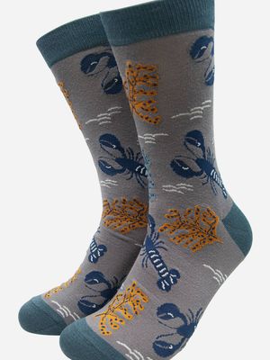 Men&#39;s Lobster &amp; Seaweed Bamboo Socks - Grey (Size 7-11)