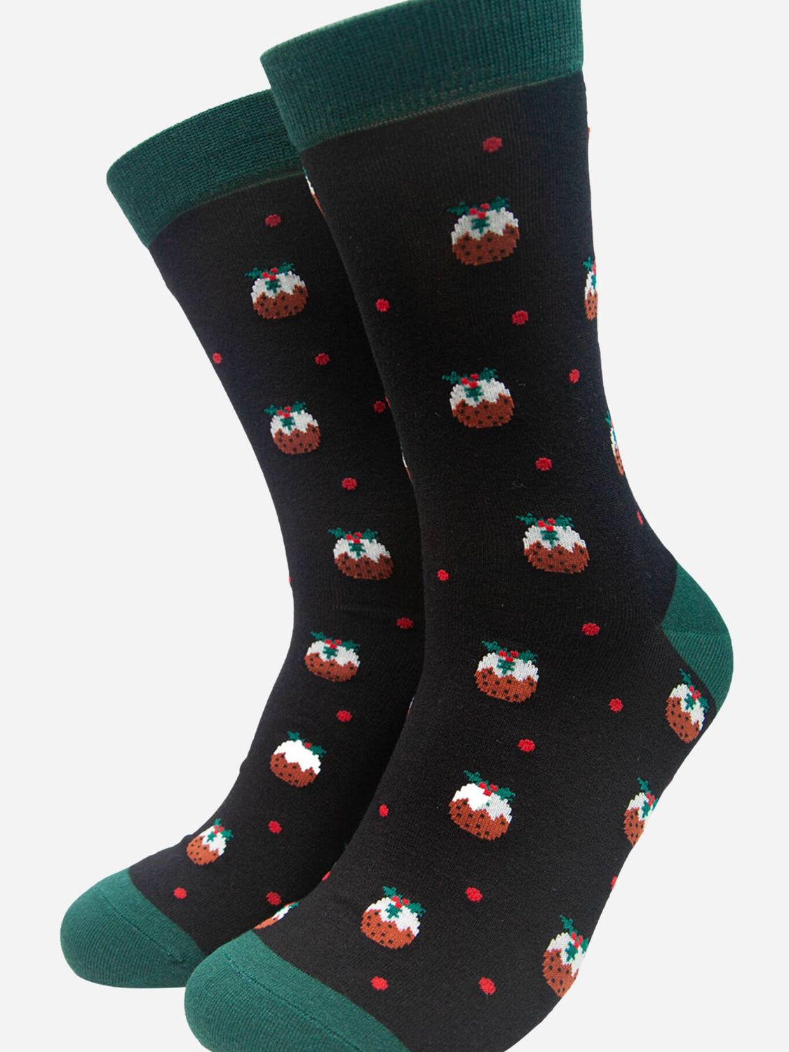 Men&#39;s Christmas Pudding Bamboo Socks - Black (Size 7-11)