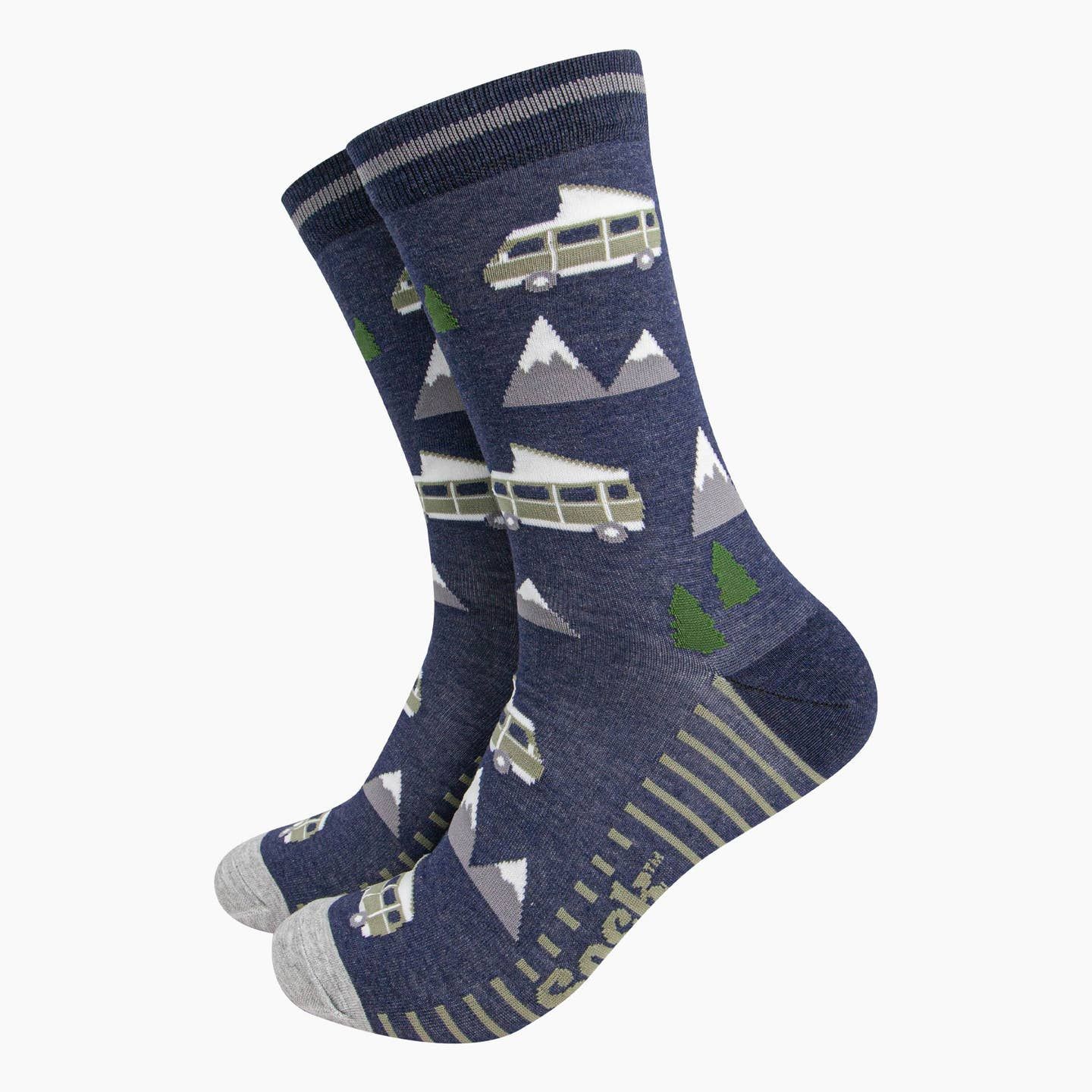 Men&#39;s Campervan Mountains Bamboo Socks - Blue(Size 7-11)