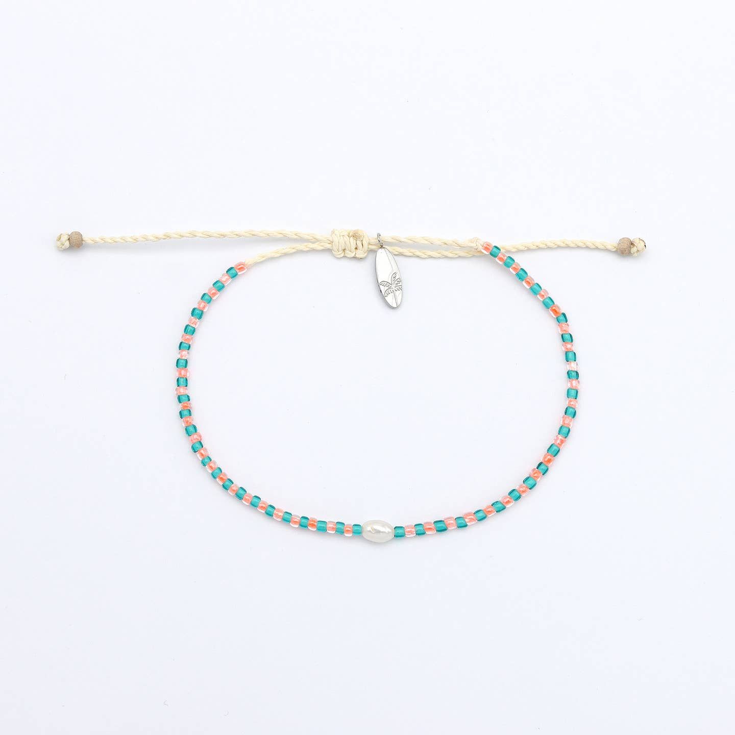 Dainty Bead Bracelet - Turquoise &amp; Orange