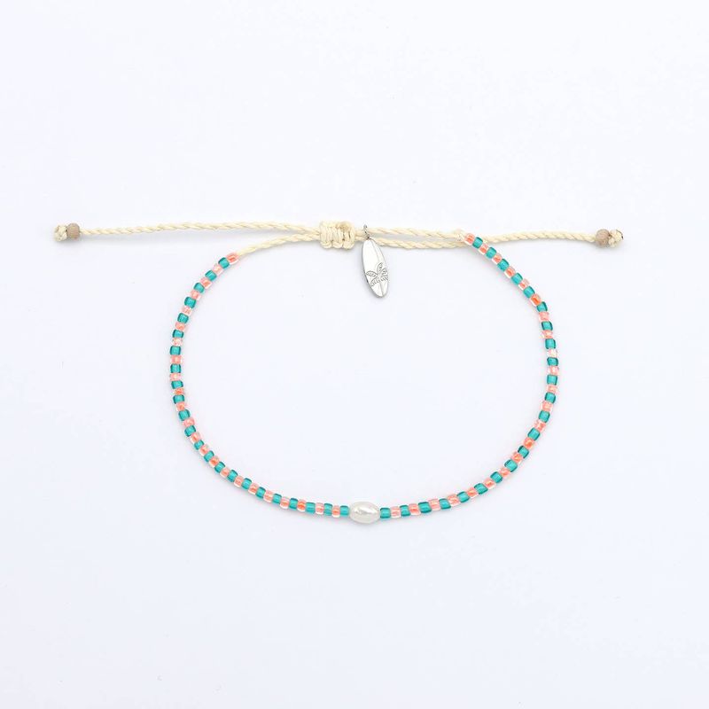 Dainty Bead Bracelet - Turquoise &amp; Orange