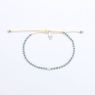Dainty Bead Bracelet - Turquoise &amp; Orange