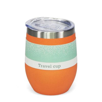 Rubber Coated Steel Travel Cup - Orange