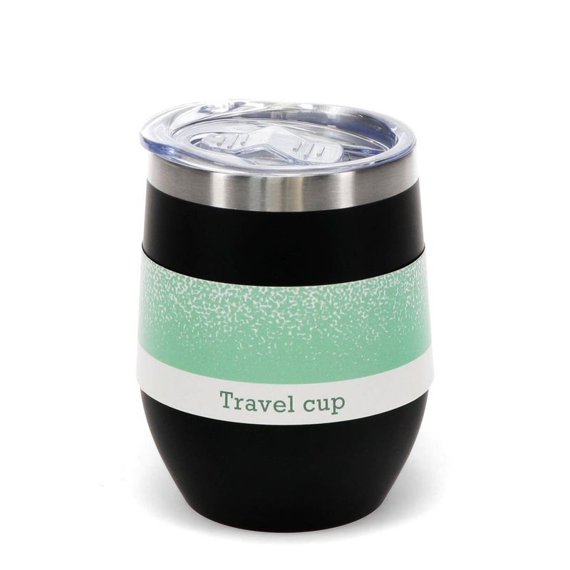 Rubber Coated Steel Travel Cup - Black