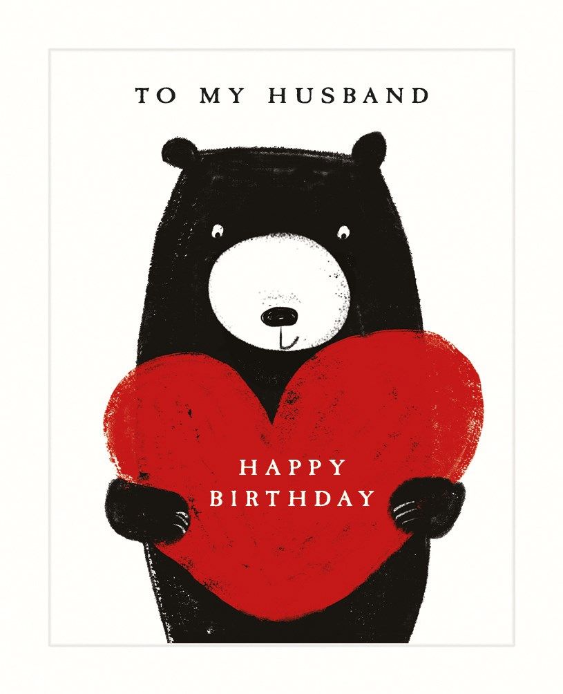 Bear Husband Heart Birthday Card