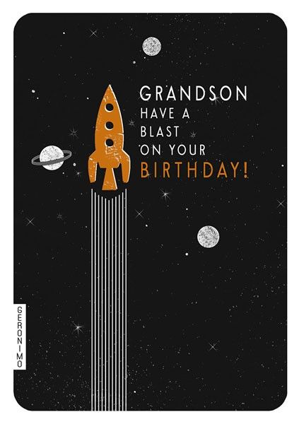 Grandson Rocket Birthday Card