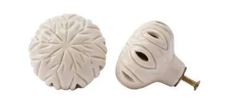 Cream Embossed Ceramic Drawer Pull
