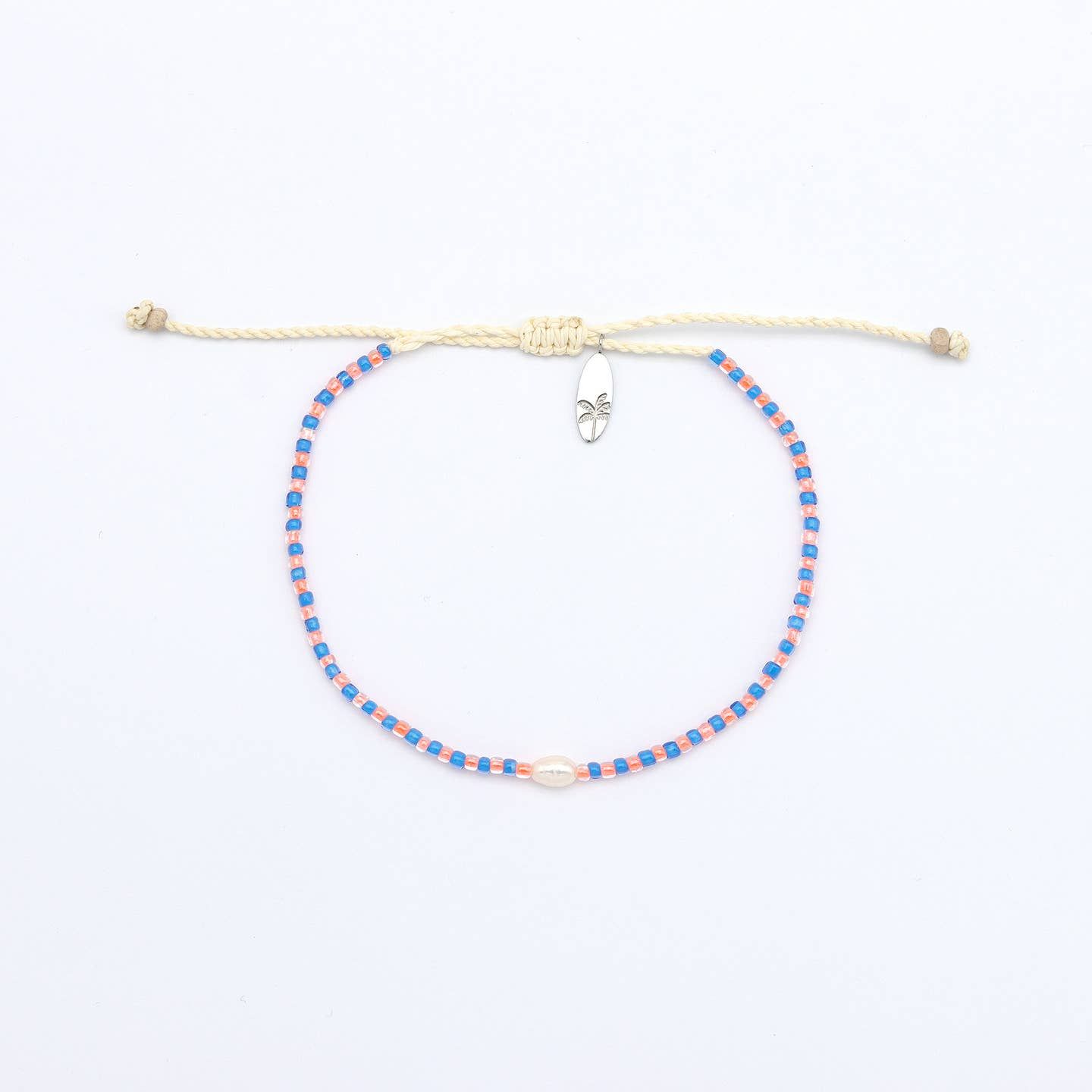 Dainty Bead Bracelet - Blue &amp; Orange