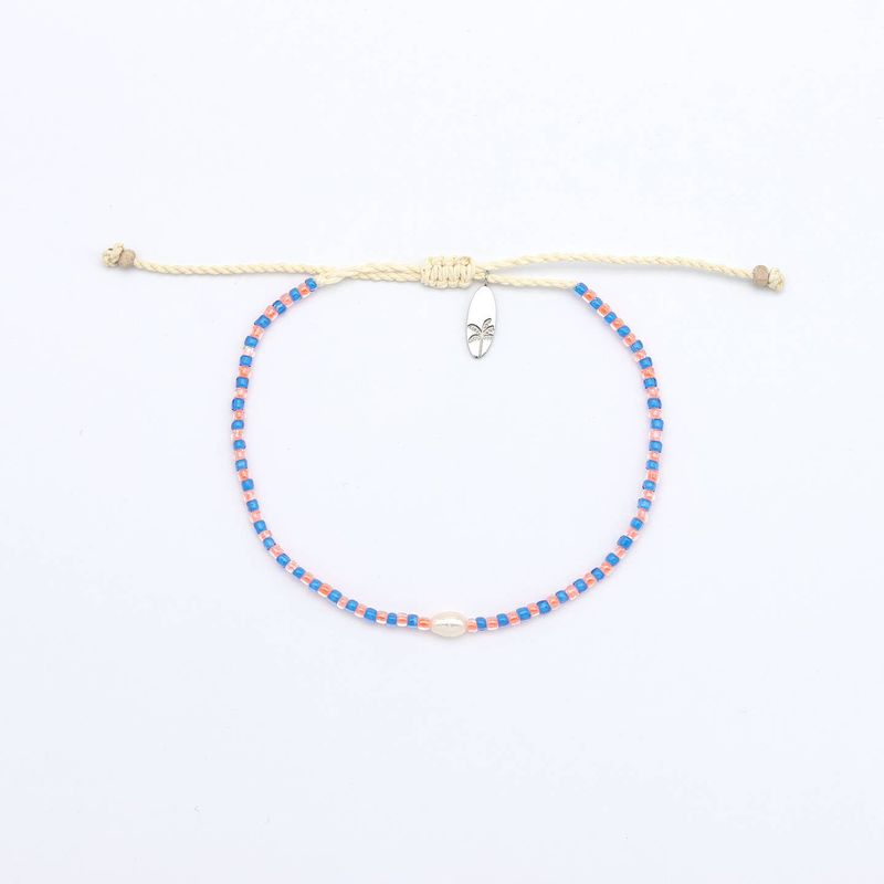 Dainty Bead Bracelet - Blue &amp; Orange