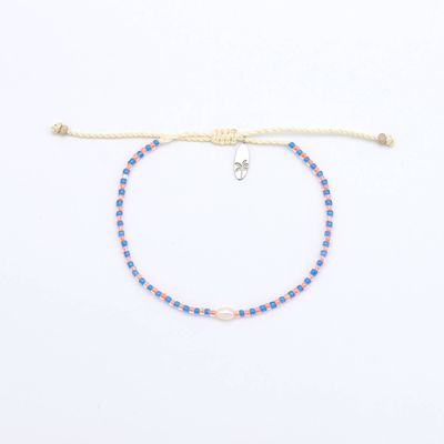 Dainty Bead Bracelet - Blue &amp; Orange