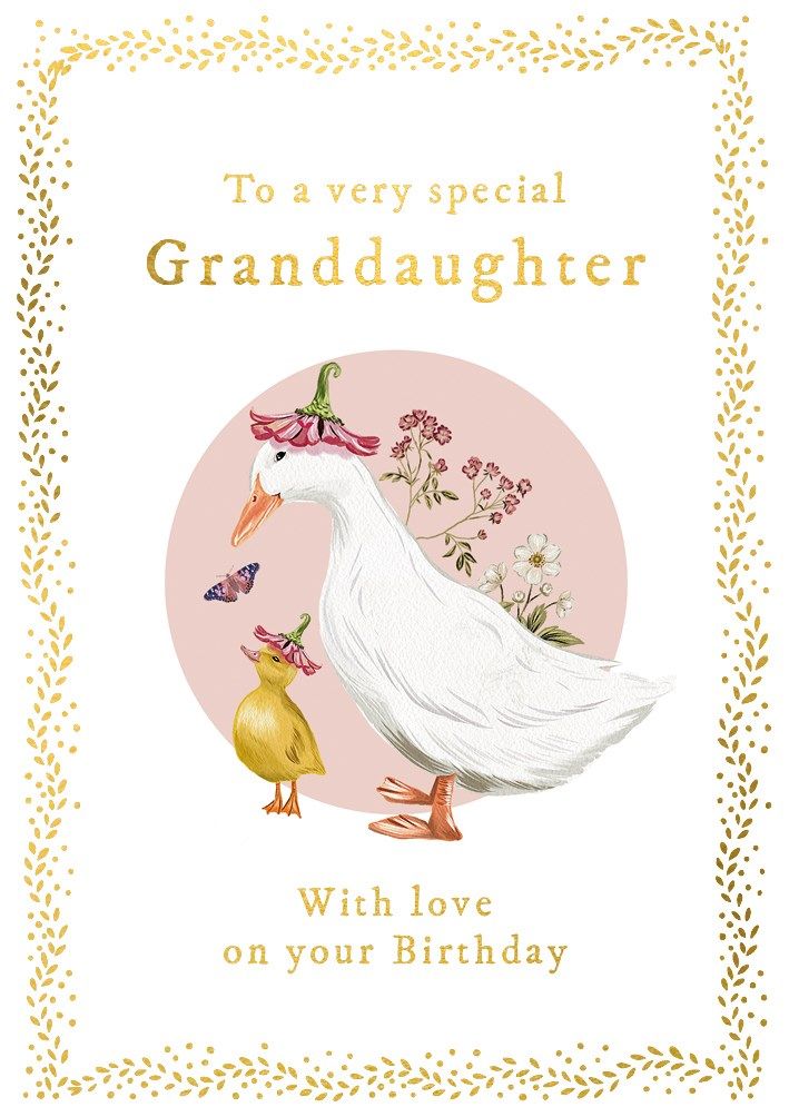 Granddaughter Ducks In Hats Birthday Card