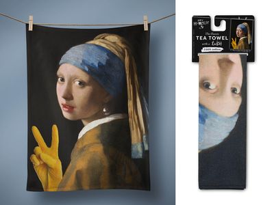 Dry Humour Tea Towel - Girl With A Yellow Glove
