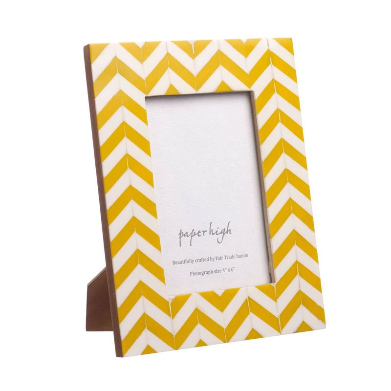 Chevron Patterned Photo Frame (6x4) - Yellow