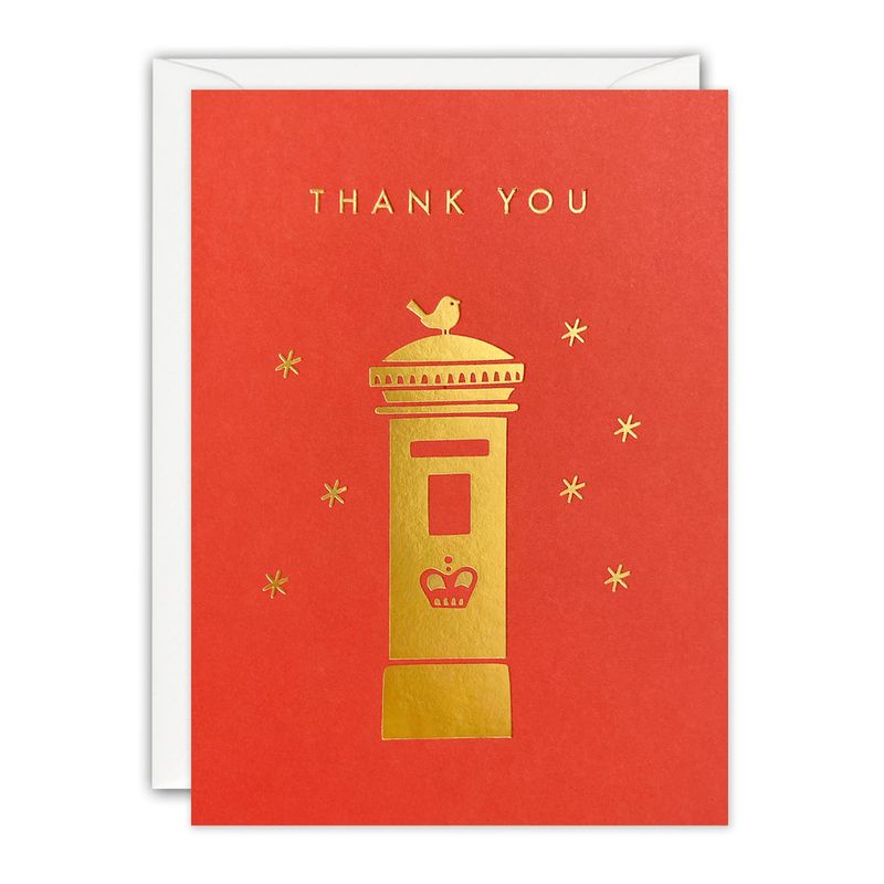 Gold Postbox Thank You Mini Card