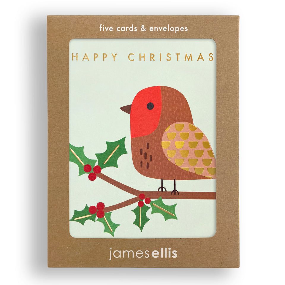 Christmas Robin Mini Cards Pack Of 5