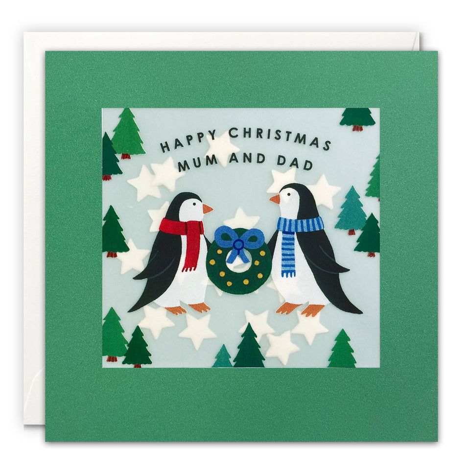 Christmas Penguins Mum &amp; Dad Shakies Card